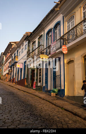 Street nel centro di Ouro Preto, Minas Gerais, Brasile Foto Stock