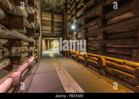 Le gallerie della metropolitana miniera di sale di Wieliczka, Polonia Foto Stock