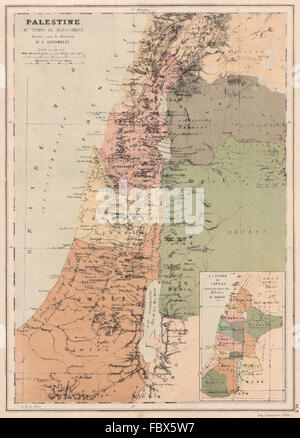 La Palestina al tempo di Cristo.Canaan divisa in dodici tribù di Israele 1880 mappa Foto Stock