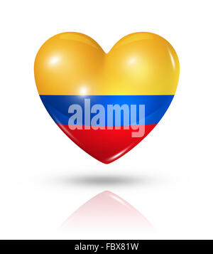 Amore Colombia, cuore icona bandiera Foto Stock