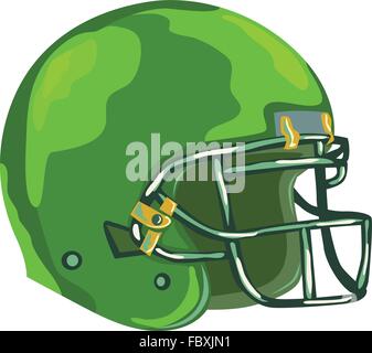 WPA illustrazione dello stile di un football americano casco verde copricapo visto dal lato impostato su isolato sfondo bianco fatto in stile retrò. Illustrazione Vettoriale