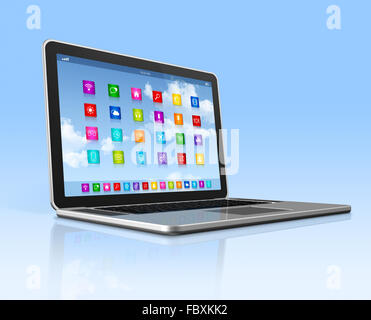Computer notebook - applicazioni di interfaccia di icone Foto Stock