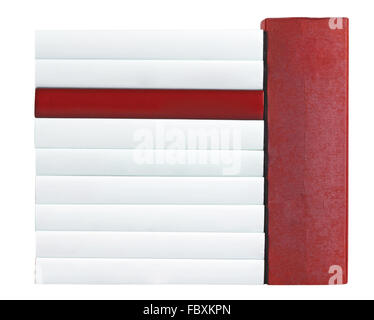 Libri con selle in bianco e rosso Foto Stock