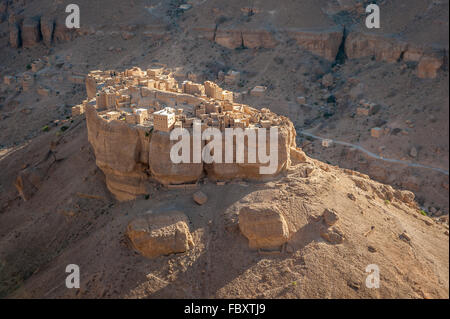 Panorama di Haid Al-Jazil a Wadi Doan - Hadramaut - Yemen Foto Stock
