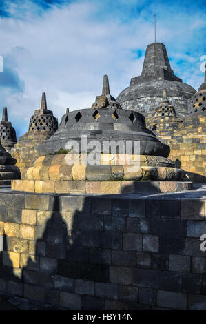 Stupa di Borobudur Yogjakarta in Java Foto Stock