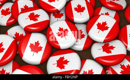 Canada bandiera sul badge di immagine di sfondo per il Canadese eventi della durata di un giorno, vacanze, Memorial e la celebrazione. Foto Stock