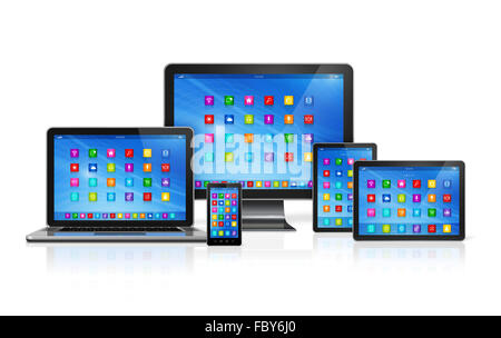Dispositivi computer impostato Foto Stock