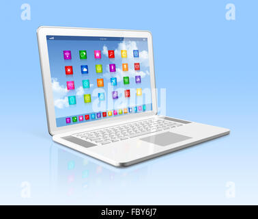 Computer notebook - applicazioni di interfaccia di icone Foto Stock