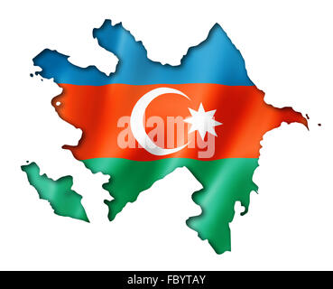 Bandiera azerbaigiano mappa Foto Stock