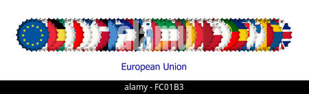 Tappi di crone nei colori dell'UE-Stati Foto Stock
