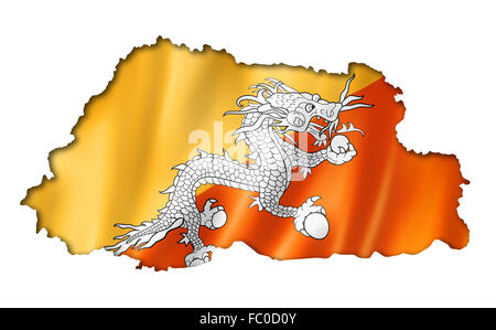 Mappa di bandiera del Bhutan Foto Stock