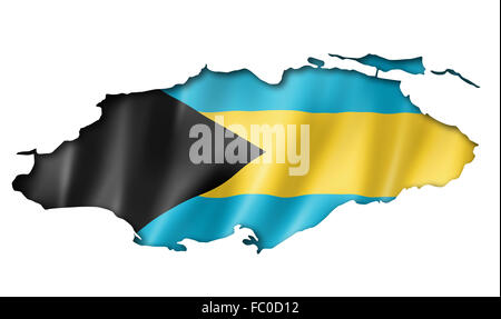 Bandiera delle Bahamas mappa Foto Stock