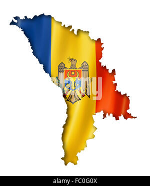 Bandiera della Repubblica moldova mappa Foto Stock