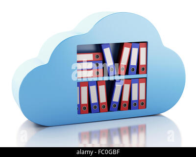 3d file storage in cloud. Il cloud computing concetto. Foto Stock