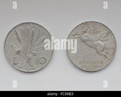 Vecchie monete italiane Foto Stock