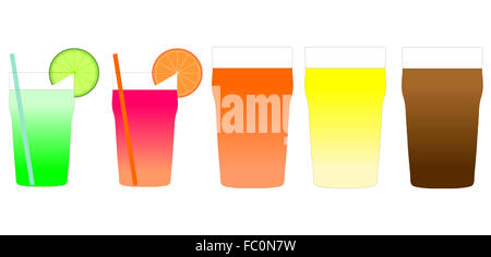 Cocktail e birra illustrazione Foto Stock