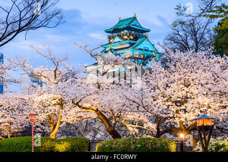 Osaka in Giappone presso il Castello di Osaka durante la stagione primaverile. Foto Stock