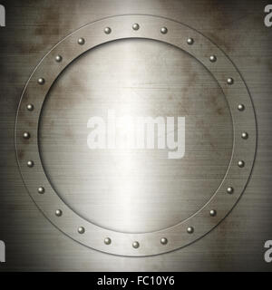 Vecchio acciaio spazzolato cornice rotonda Foto Stock
