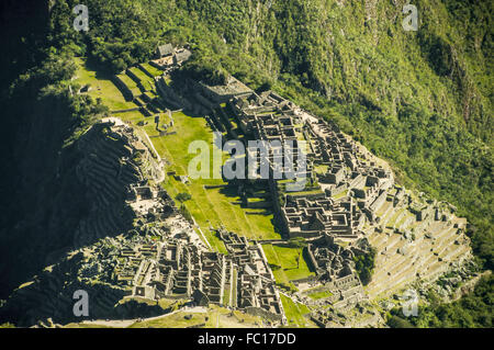 Machu Picchufrom sopra vista in mattina presto Foto Stock