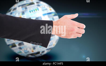 Immagine composita di imprenditore tenendo qualcosa con le mani Foto Stock