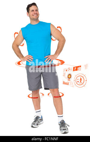 Immagine composita di piena lunghezza Ritratto di montare un giovane uomo sorridente Foto Stock