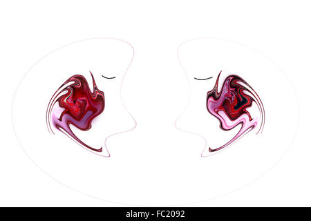 Abstract background in mirroring in photoshop su sfondo bianco Foto Stock