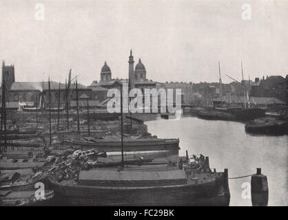 Scafo. Prince's Dock. Wilberforce memorial & uffici dock. Yorkshire, 1895 Foto Stock