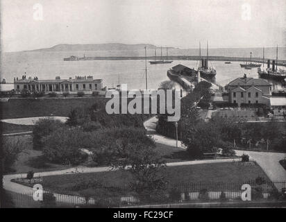 KINGSTOWN (DUN LAOGHAIRE) . Vista generale del porto. Irlanda, stampa 1895 Foto Stock