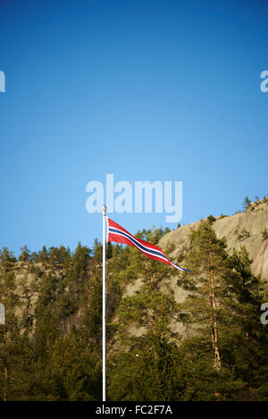 Pennant norvegese su un palo verticale Foto Stock