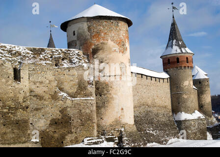 La fortezza medievale di Kamianets-Podilskyi, Ucraina Foto Stock