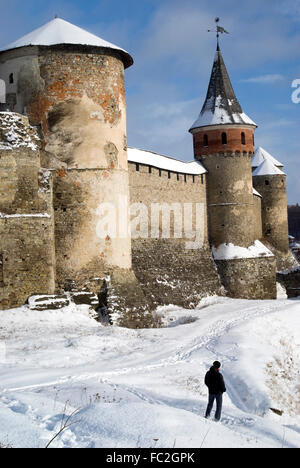 La fortezza medievale di Kamianets-Podilskyi, Ucraina Foto Stock