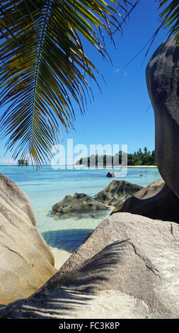 Paesaggio tropicale su isole Seicelle Foto Stock