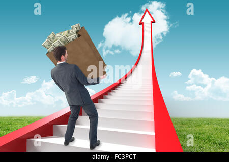 Immagine composita di imprenditore borsa di dollari Foto Stock