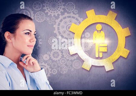 Immagine composita della vista laterale del pensiero imprenditrice Foto Stock