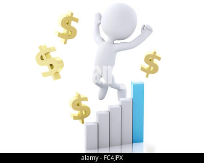3d bianchi con business statistica grafico. Foto Stock
