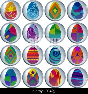 Pulsanti, uova di Pasqua, impostare Illustrazione Vettoriale
