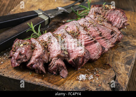 Bistecca alla griglia fette Foto Stock