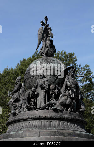 Il Millennio della Russia un monumento nel parco del Cremlino, Veliky Novgorod Oblast di Novgorod, Russia. Foto Stock