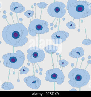Papaveri blu pattern Foto Stock