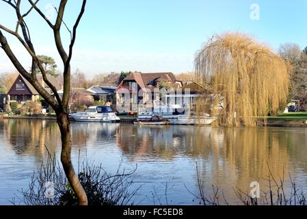 Il fiume Tamigi a Old Windsor Berkshire REGNO UNITO Foto Stock
