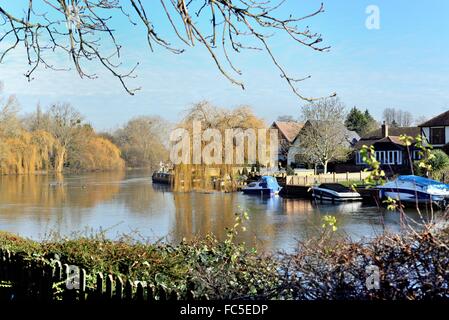 Il fiume Tamigi a Old Windsor Berkshire REGNO UNITO Foto Stock