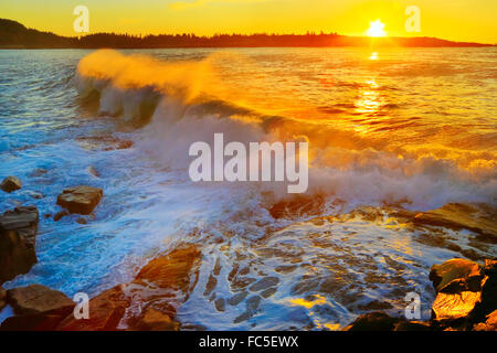 Punto Schoodic, Schoodic Peninsula, Parco Nazionale di Acadia, Maine, Stati Uniti d'America Foto Stock