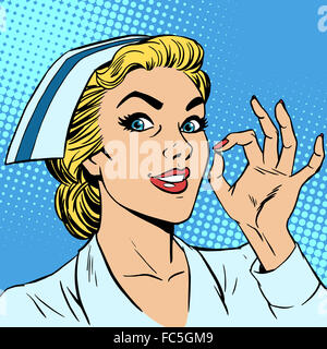 L'infermiera okay gesto Foto Stock