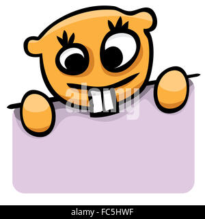 Vector cartoon gopher con un poster Foto Stock
