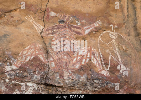 Pittura rupestre di Namarrgon, il fulmine uomo, Kakadu National Park, Australia Foto Stock