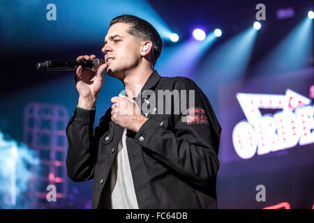 Detroit, Michigan, Stati Uniti d'America. Xvii gen, 2016. G-EAZY eseguendo sulla quando il suo oscuro Out World Tour presso il Tempio Massonico di Detroit, MI il 17 gennaio 2016 © Marc Nader/ZUMA filo/Alamy Live News Foto Stock