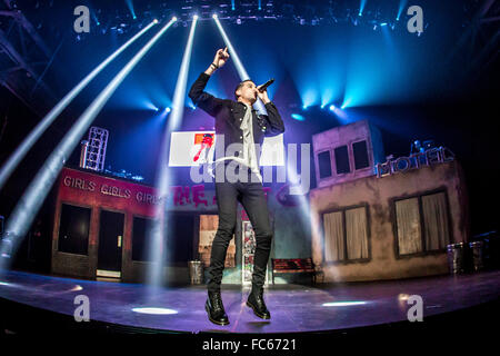 Detroit, Michigan, Stati Uniti d'America. Xvii gen, 2016. G-EAZY eseguendo sulla quando il suo oscuro Out World Tour presso il Tempio Massonico di Detroit, MI il 17 gennaio 2016 © Marc Nader/ZUMA filo/Alamy Live News Foto Stock