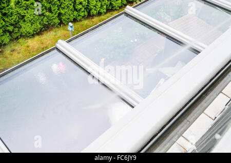 Pulizia ad alta pressione tetto di vetro Foto Stock