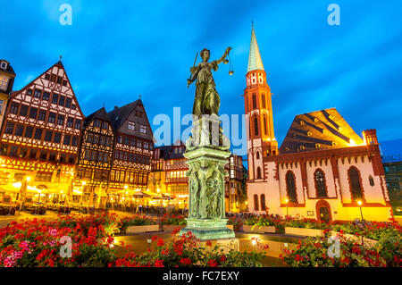 Piazza Romerberg Francoforte Germania Foto Stock