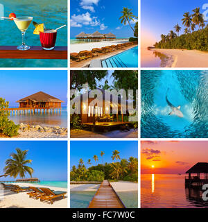 Collage di Maldive spiaggia immagini (foto) Foto Stock